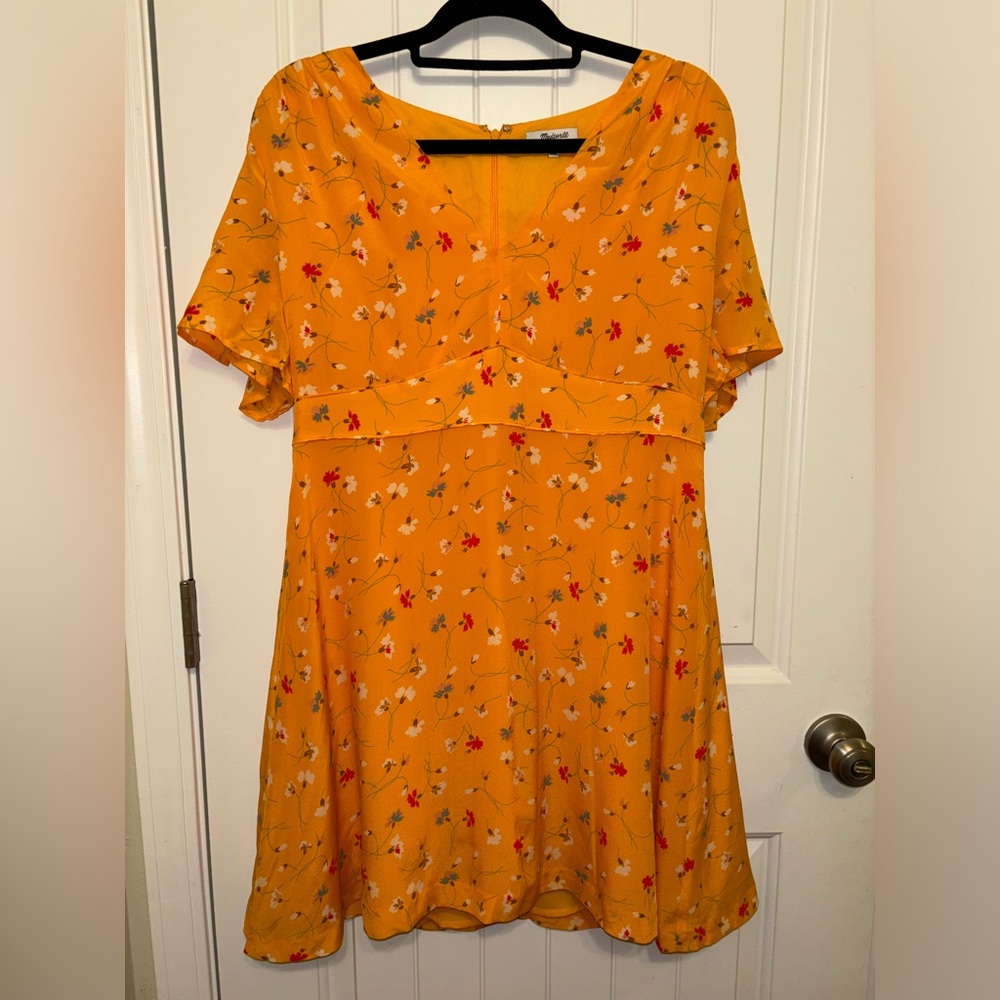 Madewell Silk Belladonna Painted Dress in Carnations Size 12 - Picture 6 of 13